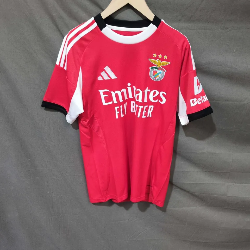 ADIDAS RED FOOTBALL SHIRT – UK SIZE S – BENFICA-STYLE CREST .