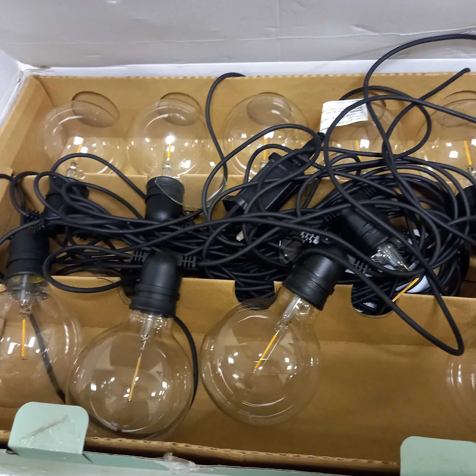 JOHN LEWIS FESTOON 20 LIGHT LED OUTDOOR LINE LIGHT, BLACK FINISH, CLEAR GLASS BULBS