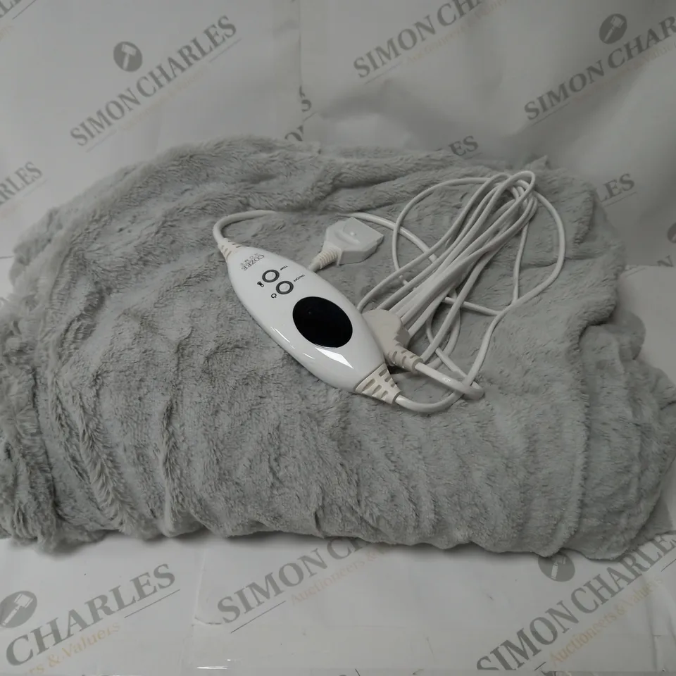 COZEE HOME HEATED BLANKET IN LIGHT GREY