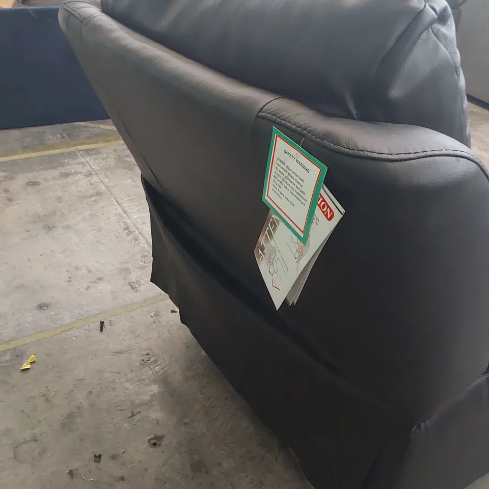 DESIGNER MANUAL RECLINING EASY CHAIR BLACK LEATHER 