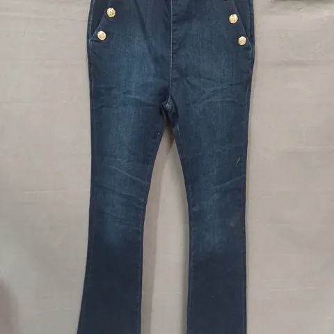 HOLLAND COOPER JEANS – FLARED DENIM, DEEP INDIGO, UK 8 LONG (8L)