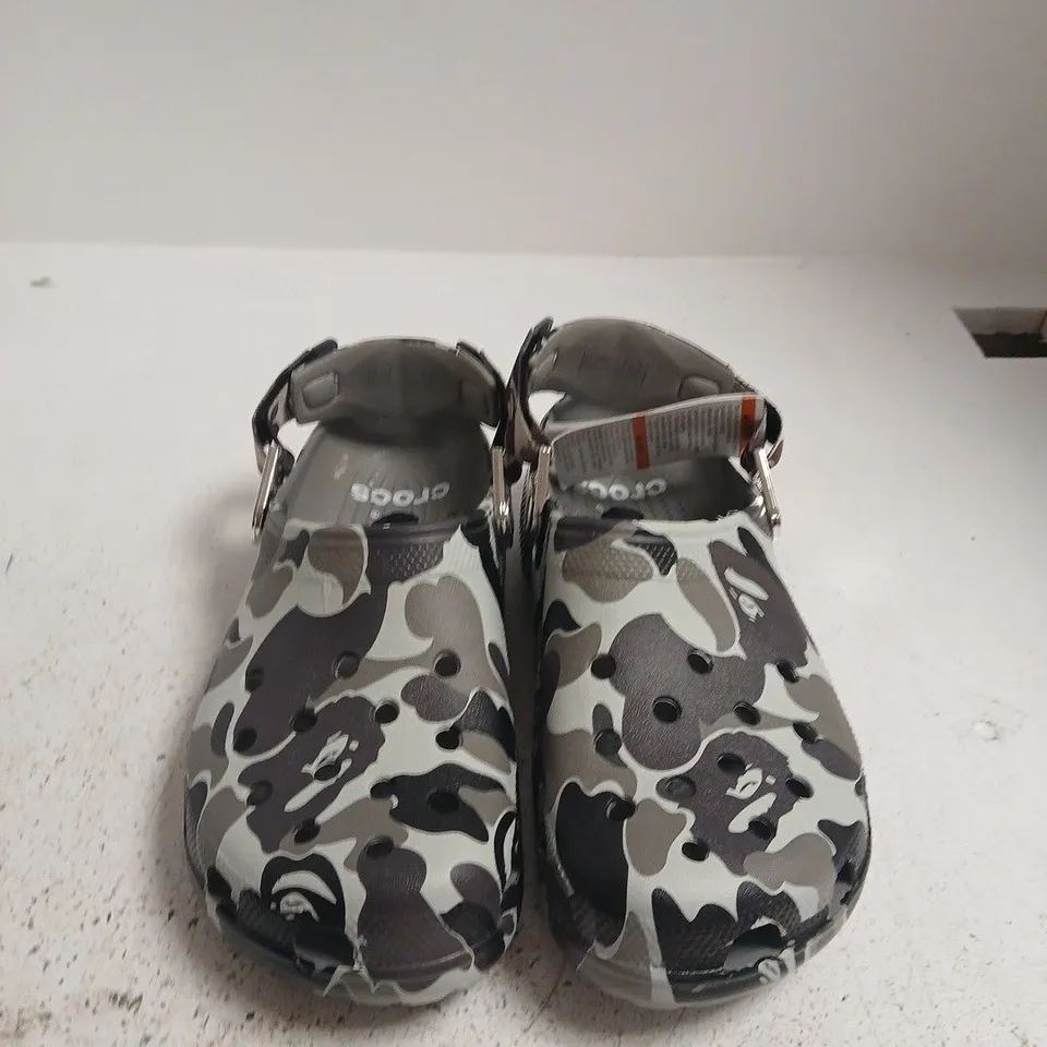 BATHING APE CROCS CAMOUFLAGE PRINT CLOGS - SIZE 9