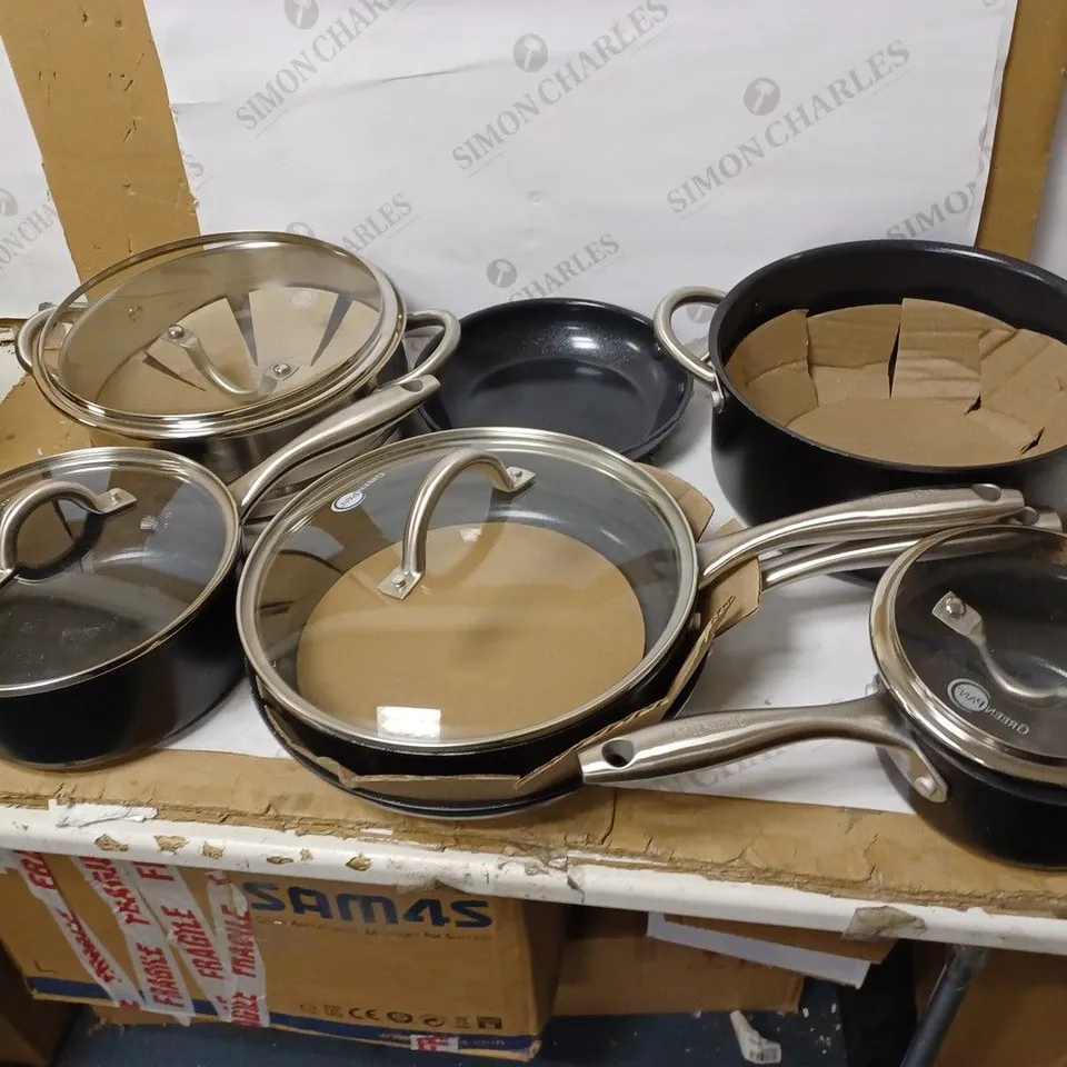 GREENPAN LIMA MIDNIGHT CERAMIC COOKWARE POTS AND PANS SET, BLACK