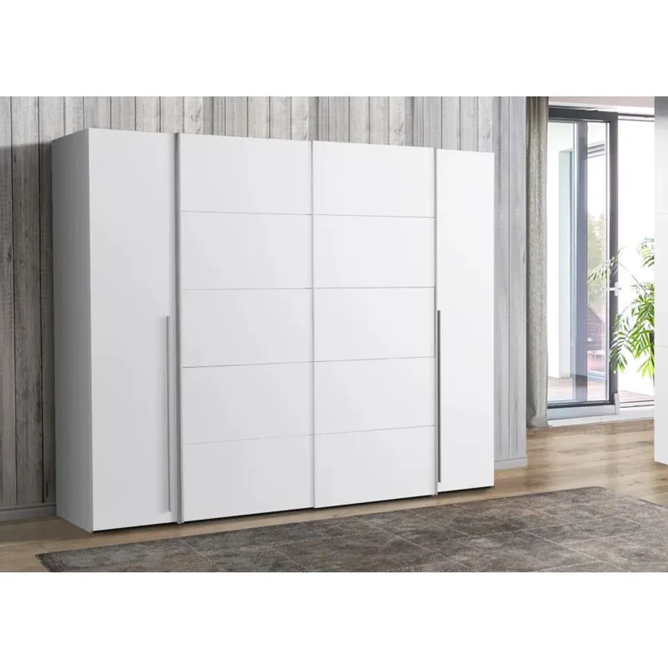 BOXED DEBARR 4 DOOR SLIDING WARDROBE - BLACK/WHITE (4 BOXES)