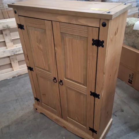DEAVER 2 DOOR HIGH SIDEBOARD, CUPBOARD UNIT, SOLID PINE, ANTIQUE WAX, CORONA DESIGN