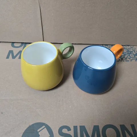 NOVOGRATZ SET OF 2 STACKING MUGS – COLOURFUL CERAMIC MUGS WITH BOX