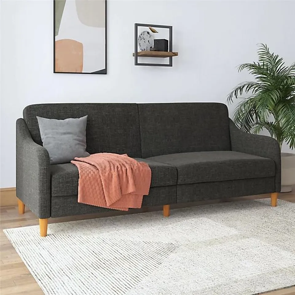BOXED JASPER COIL 3-SEATER SOFA BED IN GREY FABRIC (1 BOX)