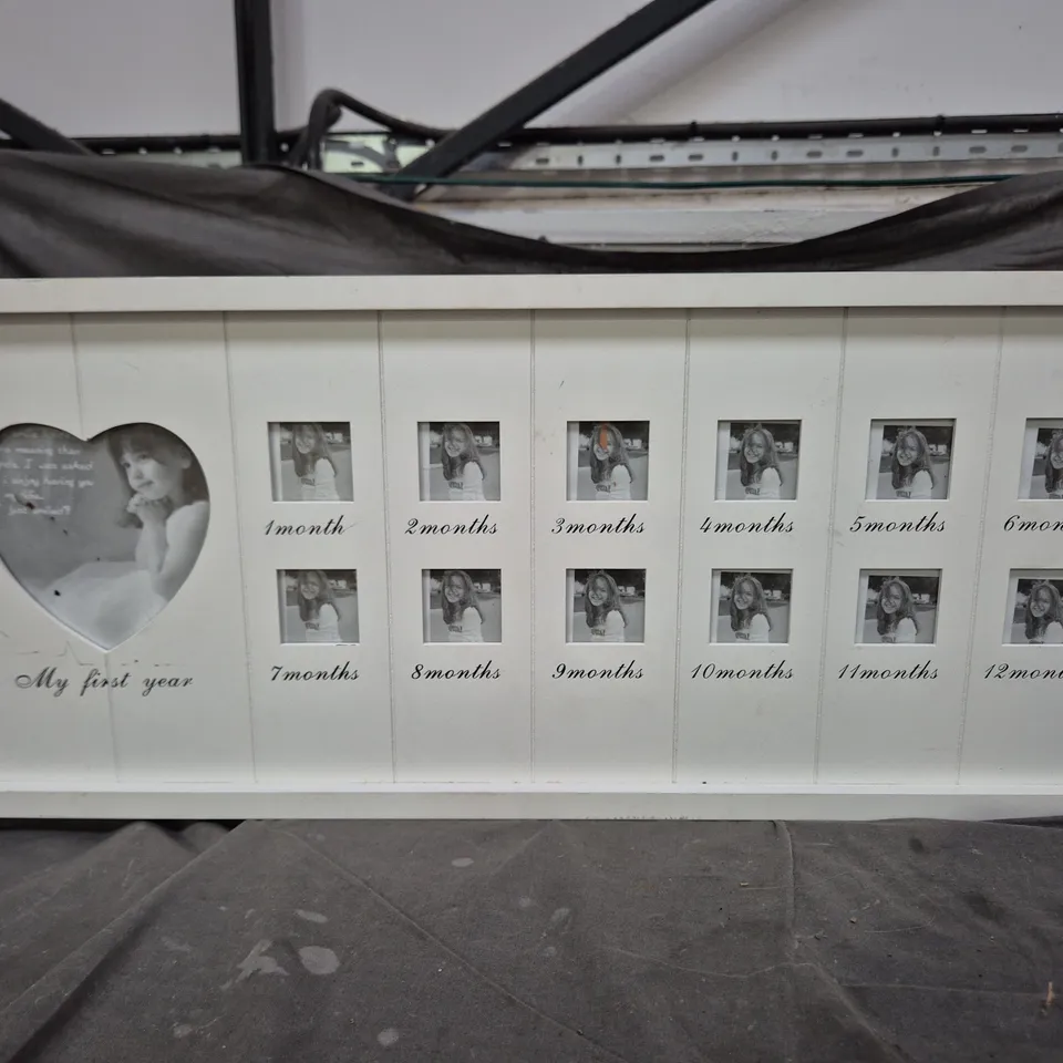 MY FIRST YEAR MILESTONE PHOTO FRAME – WHITE NURSERY FRAME WITH 12 MONTHS