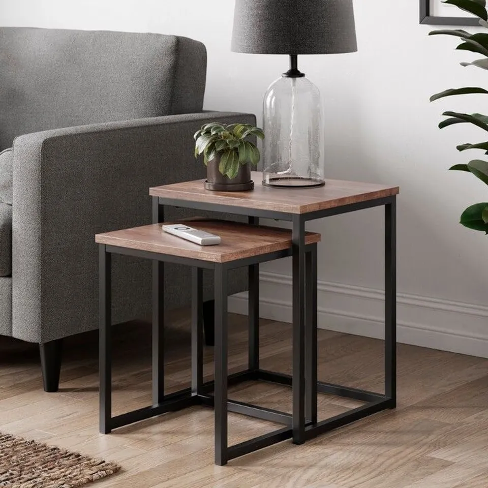 BOXED FULTON SQUARE NEST OF TABLE, PINE EFFECT (1 BOX)