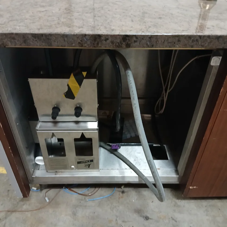 COMMERCIAL KITCHEN ISLAND WITH BUILT-IN STORAGE, PREP/SERVING AREA, GRANITE TOP 