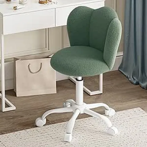 BOUCLE OFFICE DESK CHAIR, HEIGHT ADJUSTABLE SWIVEL VANITY CHAIR WITH THICKENED CUSHION