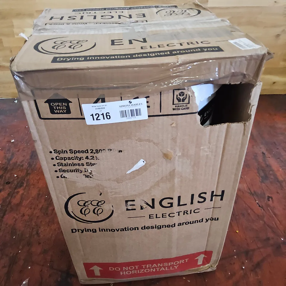 BOXED ENGLISH ELECTRIC SPIN DRYER Model 28009EEWP WHITE