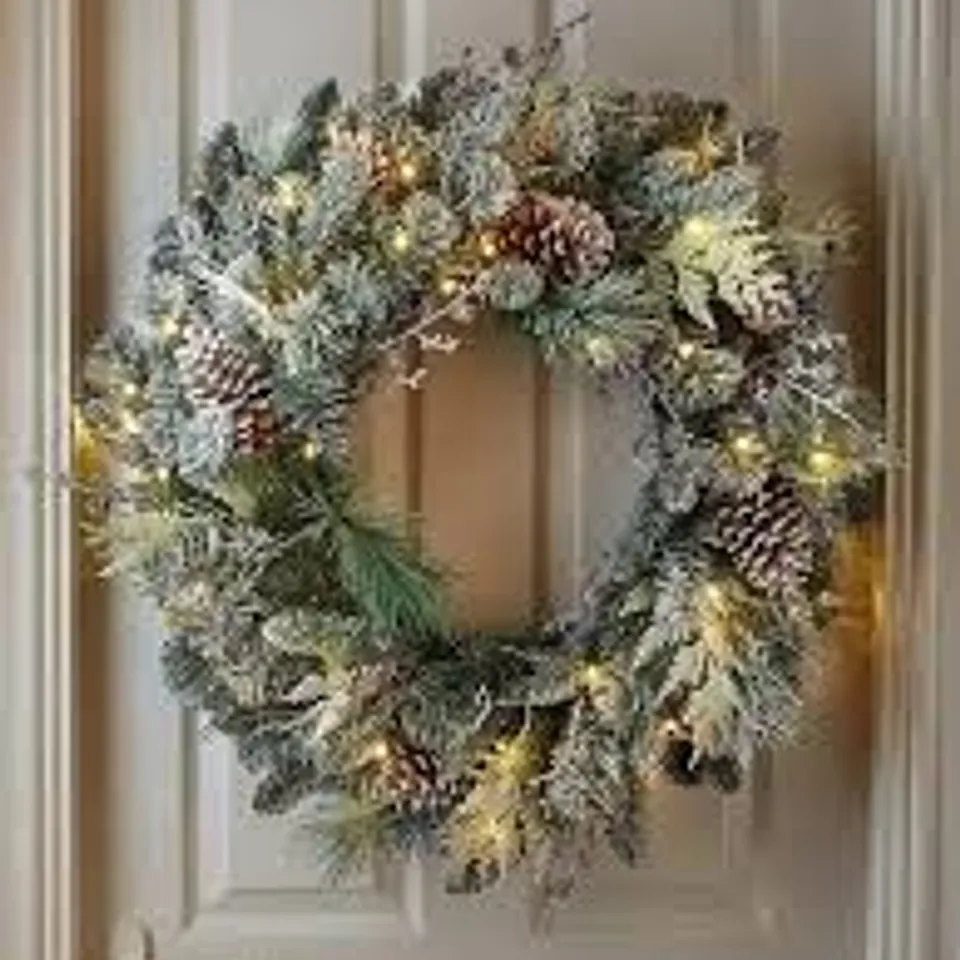 FROSTED CONE WREATH PRE LIT RRP £39.99