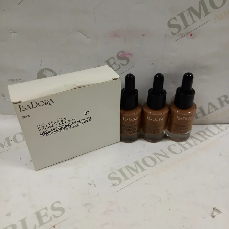 BOX OF APPROXIMATELY 35 PACKS (3 SINGLE UNITS PER PACK) OF ISADORA COLOUR BLENDER FOUNDATIONS - 03 