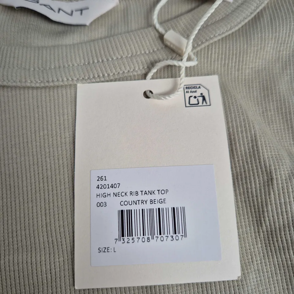 GANT HIGH NECK RIB TANK TOP – COUNTRY BEIGE, UK SIZE L