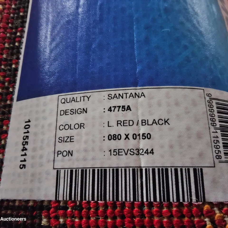 DESIGNER SANTANA BLACK/RED RUG 150 × 80