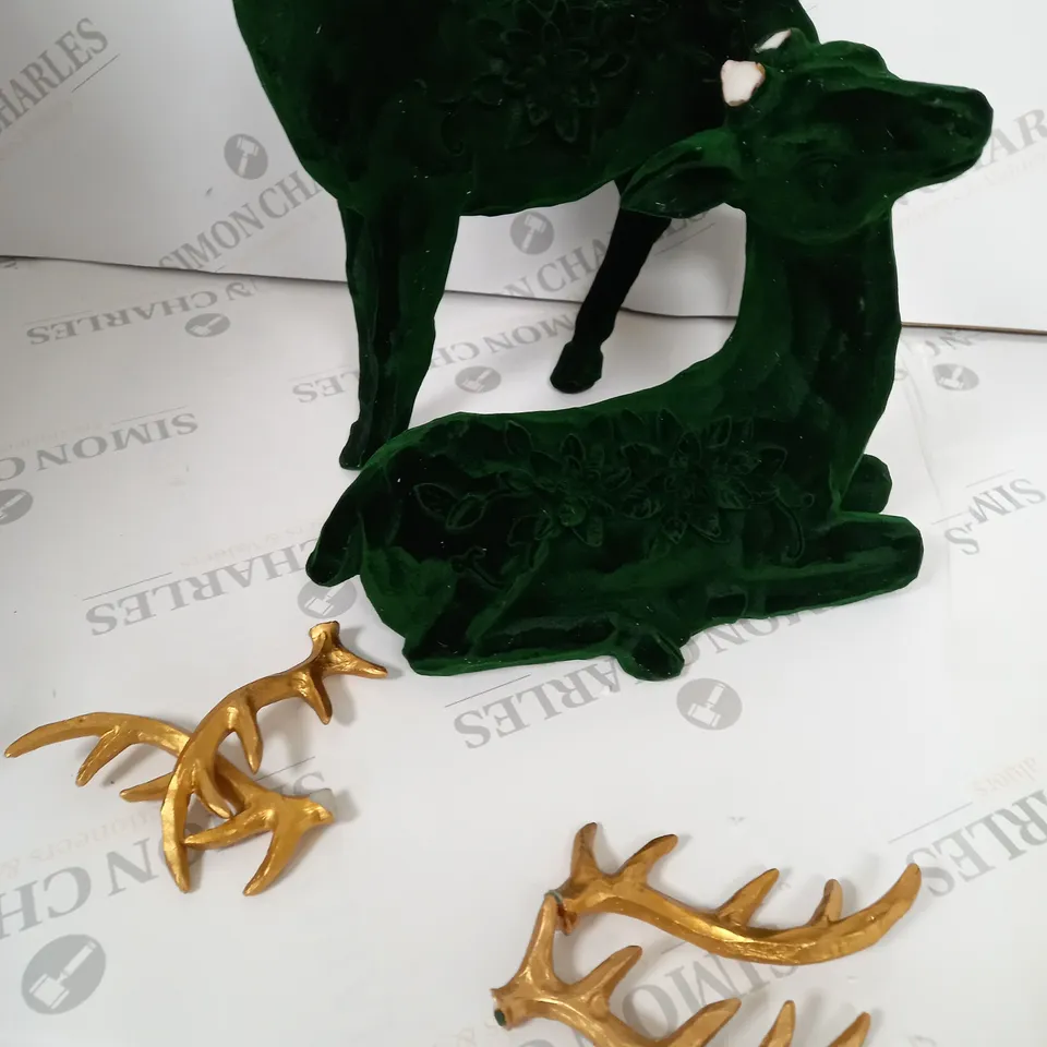 ALISON CORK SET OF 2 VELVET HENRY STAGS