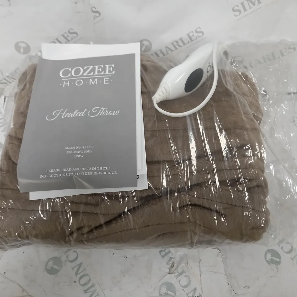 COZEE HOME HEATED BLANKET IN DARK TAUPE