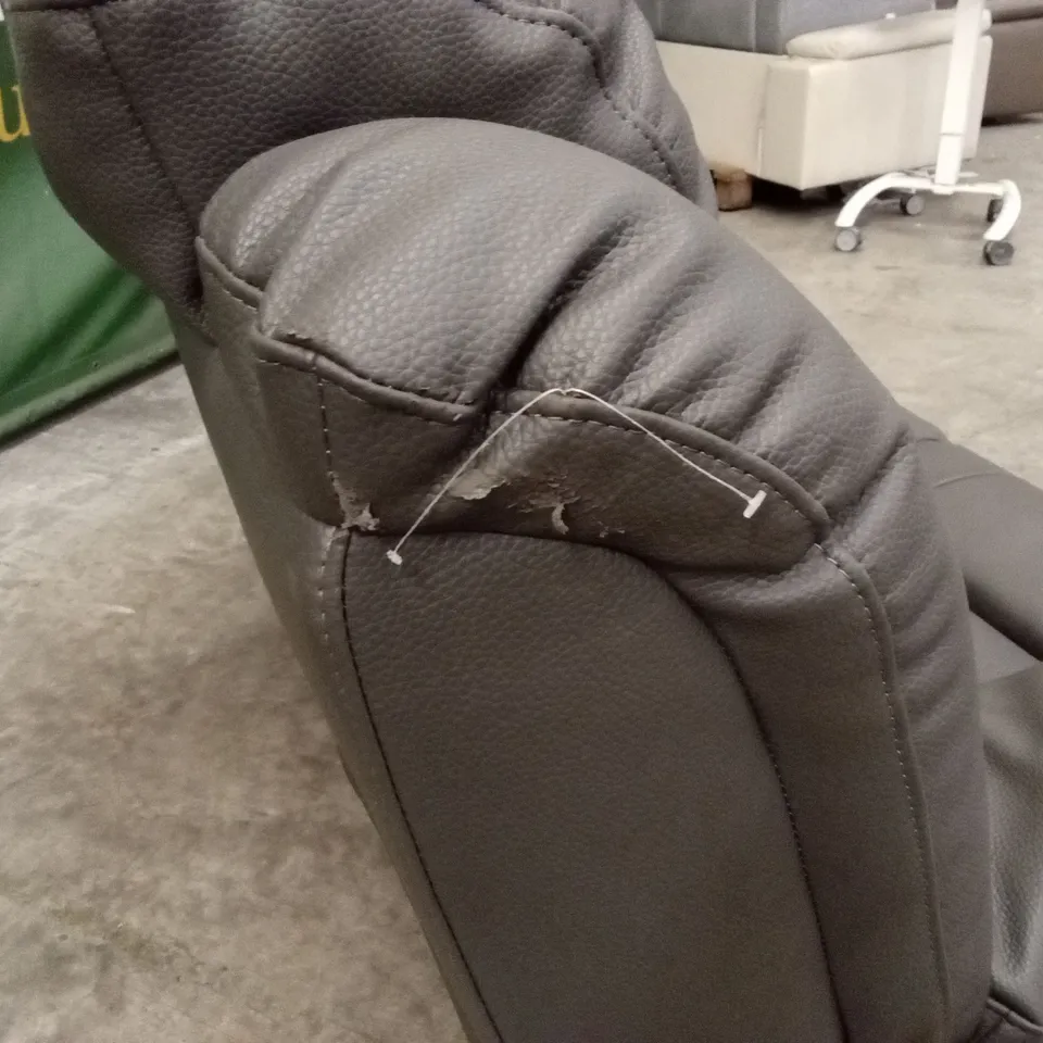 ROTHBURY LUXURY FAUX LEATHER HIGH BACK 2 SEATER MANUAL RECLINER SOFA - CHARCOAL RRP £629