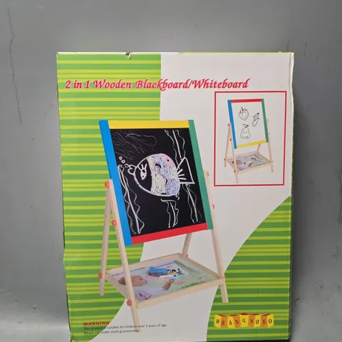 BOXED BHASGNOEO 2 IN 1 WOODEN BLACKBOARD WHITEBOARD 