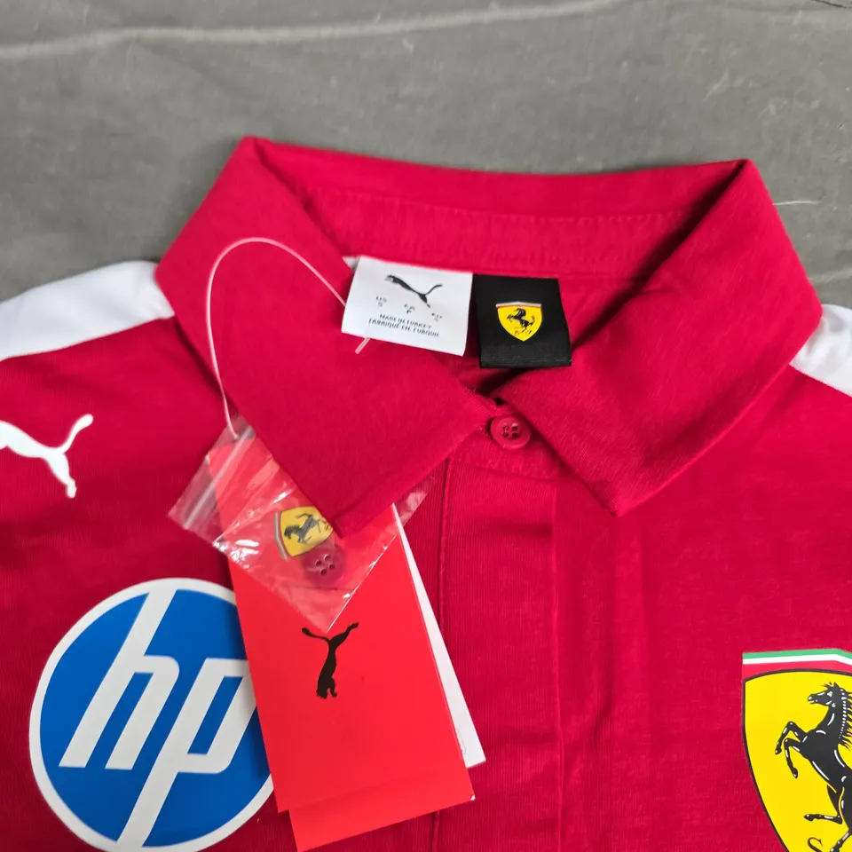 FERRARI TEAM POLO SHIRT BY PUMA – WOMEN'S DARK CHERRY RED - SMALL