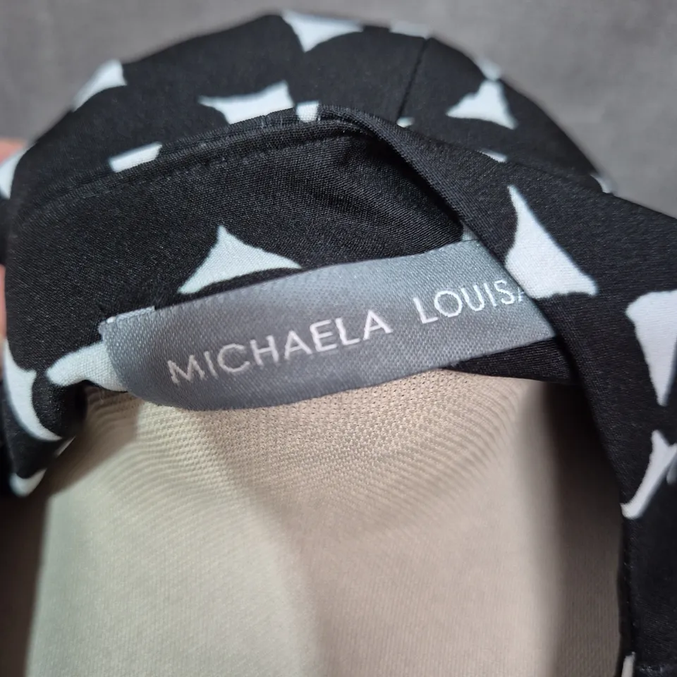 MICHAELA LOUISEA WOMEN'S JACKET – BLACK & WHITE GEOMETRIC PRINT, CROPPED (STYLE 8742) (VERIFY STYLE)