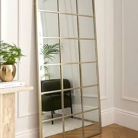 BOXED GOLD WINDOW PANE MIRROR 90X180CM