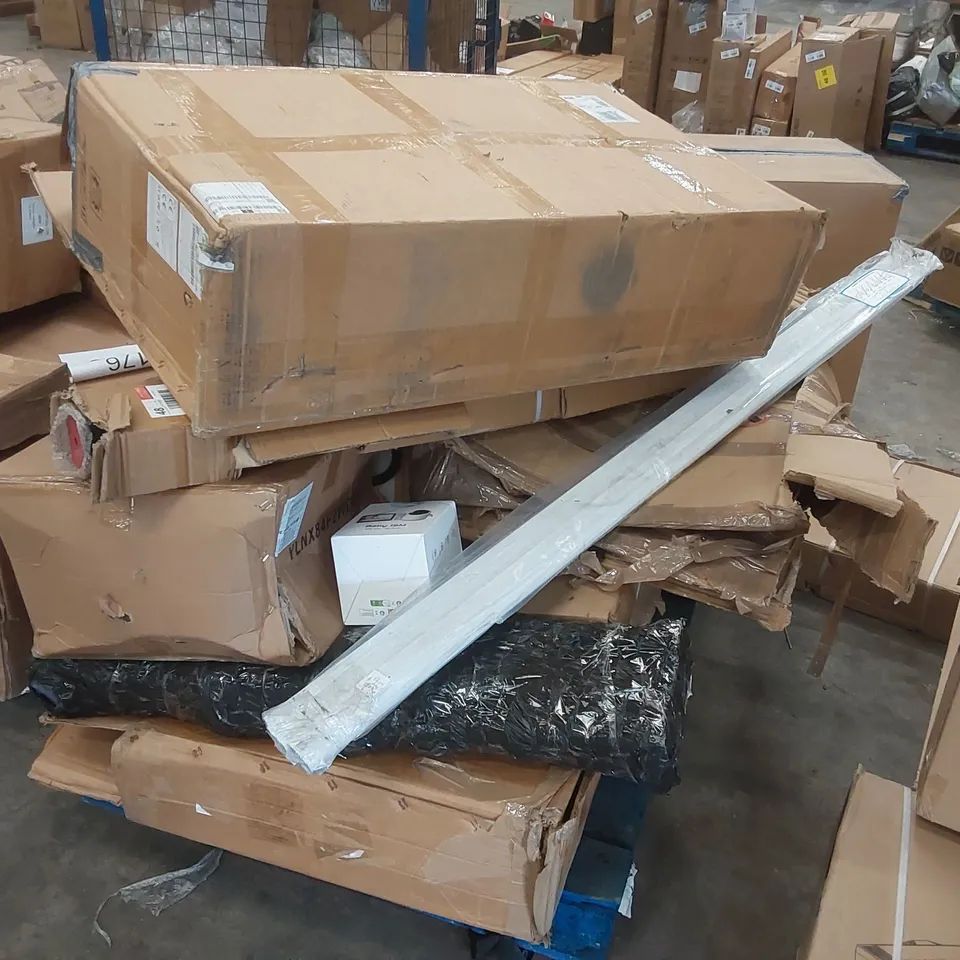 PALLET CONTAINING A LARGE ASSORTMENT OF CONSUMER PRODUCTS INCLUDING: BICYCLE PARTS, 1080P SMART BABY MONITOR ECT
