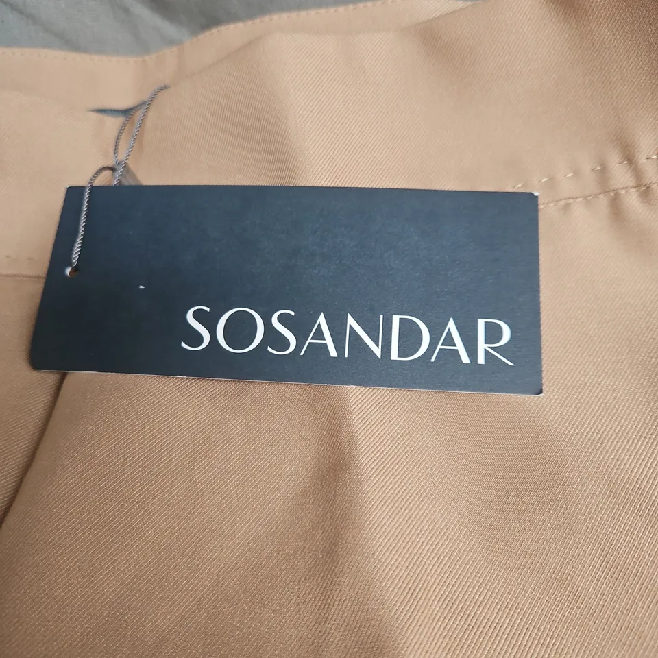 SOSANDAR CAMEL LONG LEG SOFT FLARE TROUSERS – UK 14