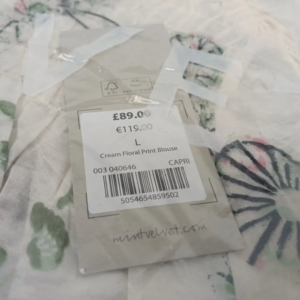 SEALED  MINT VELVET CREAM FLORAL PRINT BLOUSE - UK SIZE L