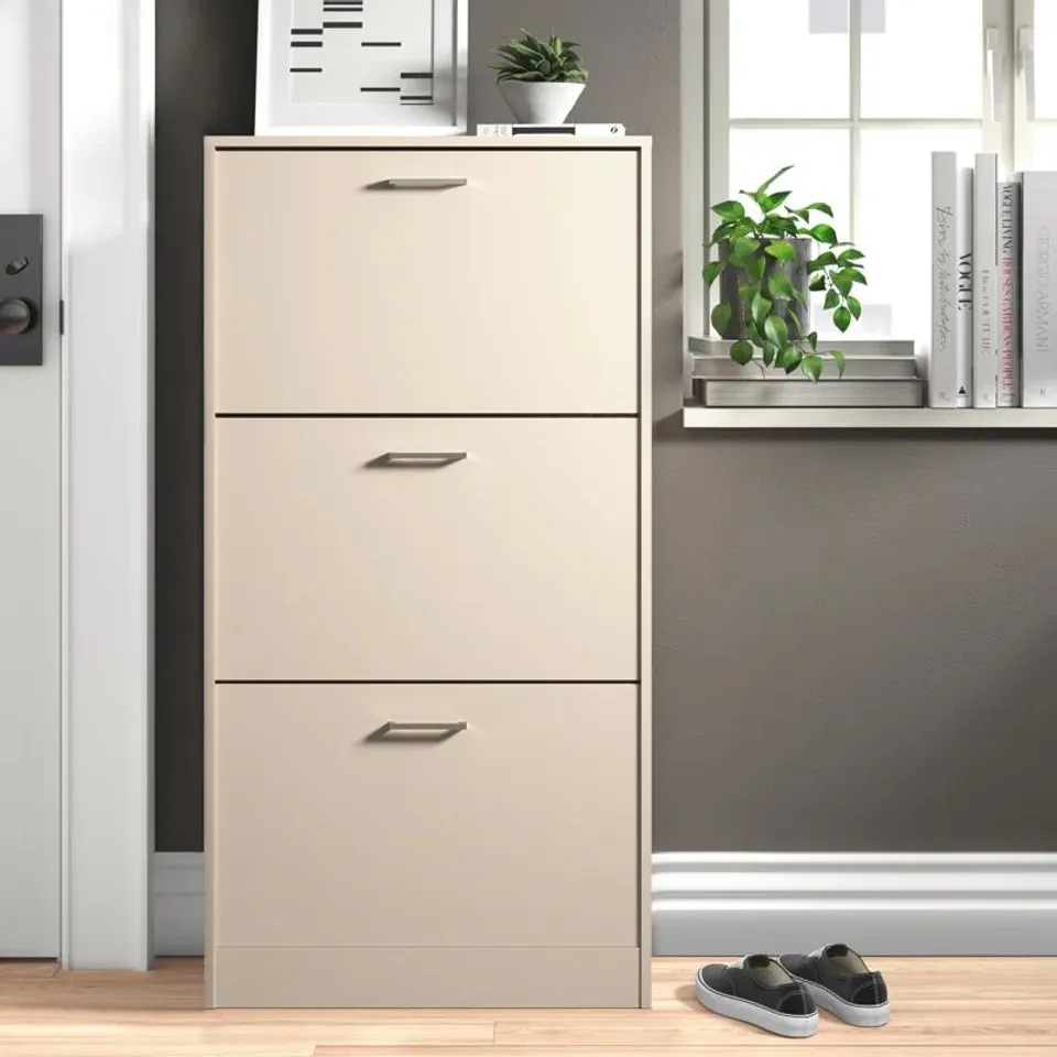 BOXED STIRLING 18 PAIR SHOE STORAGE CABINET - GREY (1 BOX)