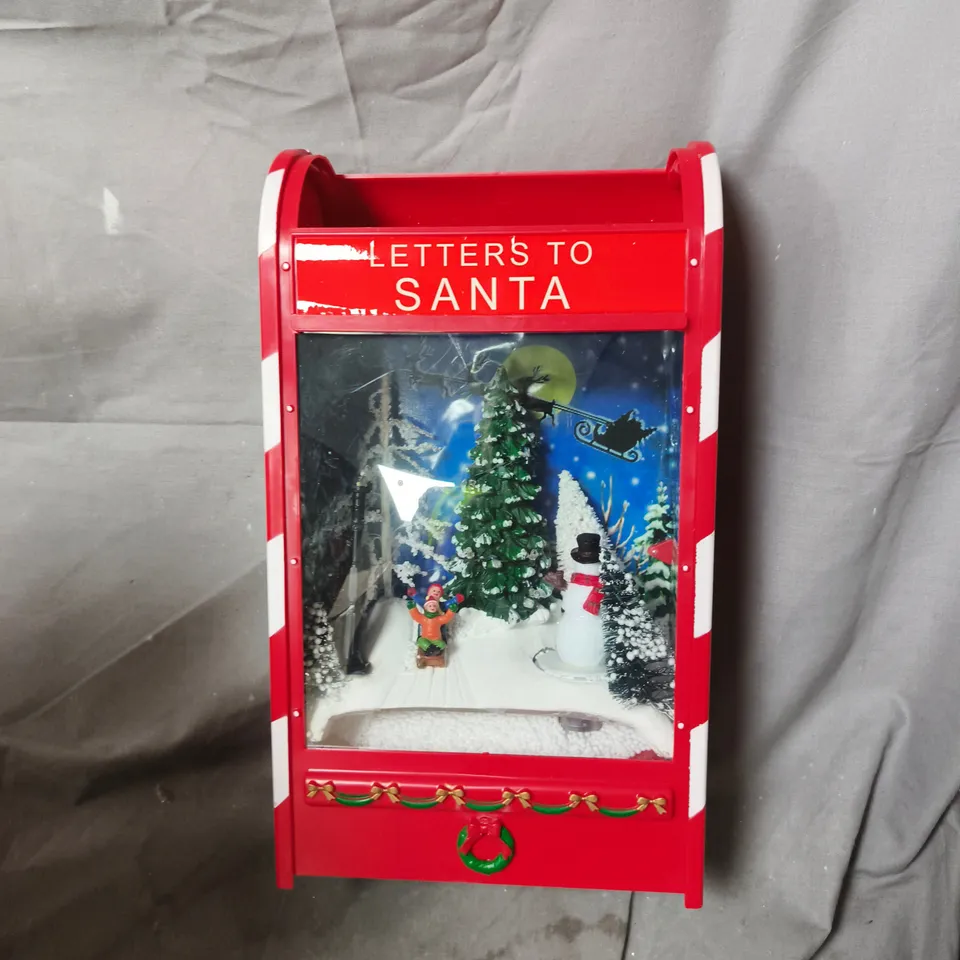 LETTERS TO SANTA RED DECORATIVE CHRISTMAS MAILBOX WITH SNOW SCENE 