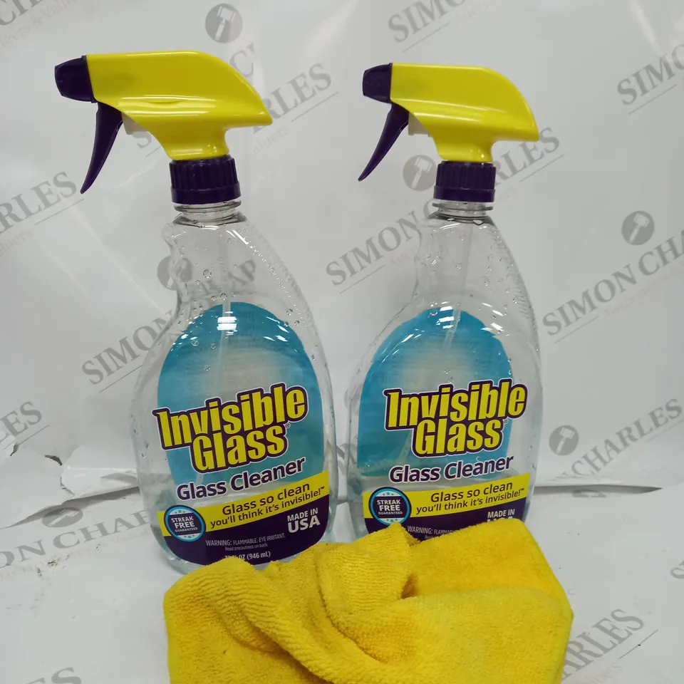 INVISIBLE GLASS 946ML SPRAY BOTTLES WITH 1 MICROFIBRE CLOTH