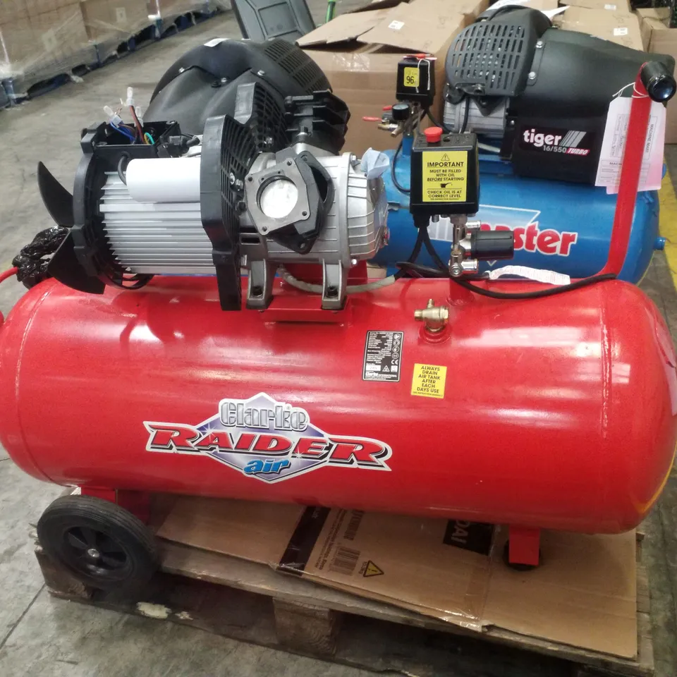 CLARKE RAIDER 15/1050 100 LITRE V-TWIN AIR COMPRESSOR (2.2KW / 3HP)
