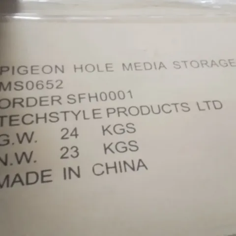 PALLET CONTAINING LARGE QUANTITY OF PIGEON HOLE MEDIA STORAGE -OAK-