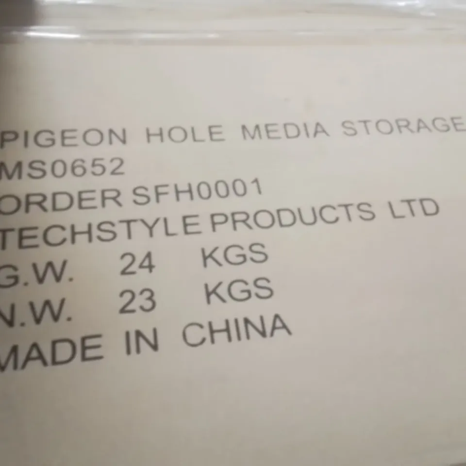 PALLET CONTAINING LARGE QUANTITY OF PIGEON HOLE MEDIA STORAGE -OAK-