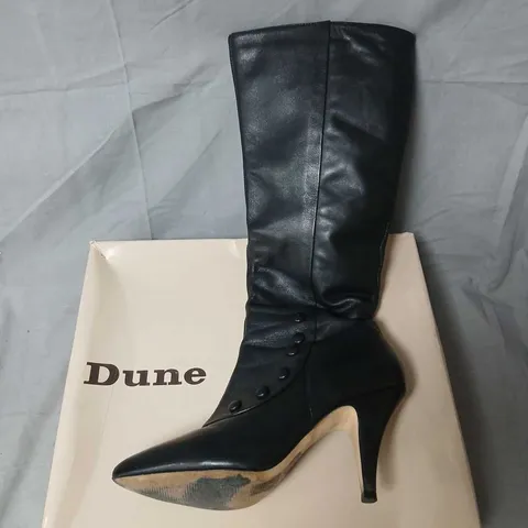 DUNE WOMEN'S PIRATE D BLACK LEATHER BOOTS – UK 7 (EU 40)