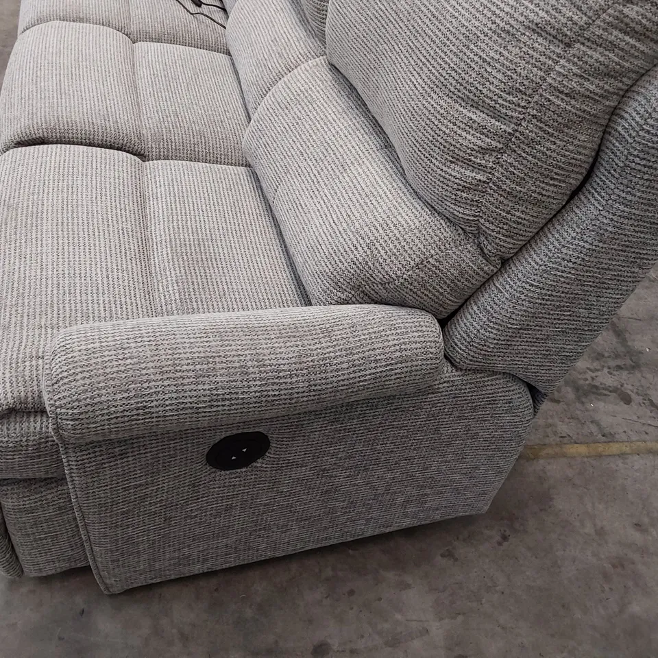 QUALITY BRITISH DESIGNER G PLAN NEWMARKET T POWER RECLINING THREE SEATER SOFA PIXIE SMOKE FABRIC 