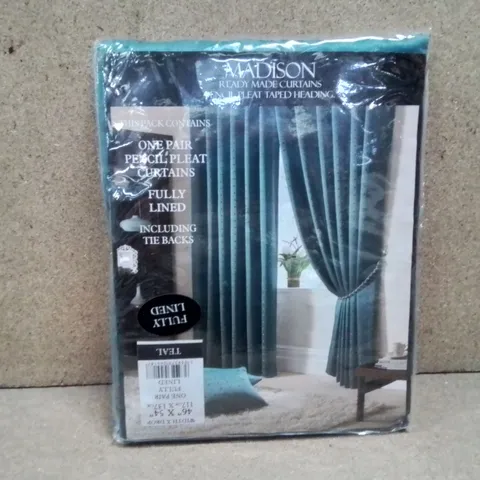 BAGGED MADISON 46" X 45" FULLED LINED CURTAINS -TEAL-