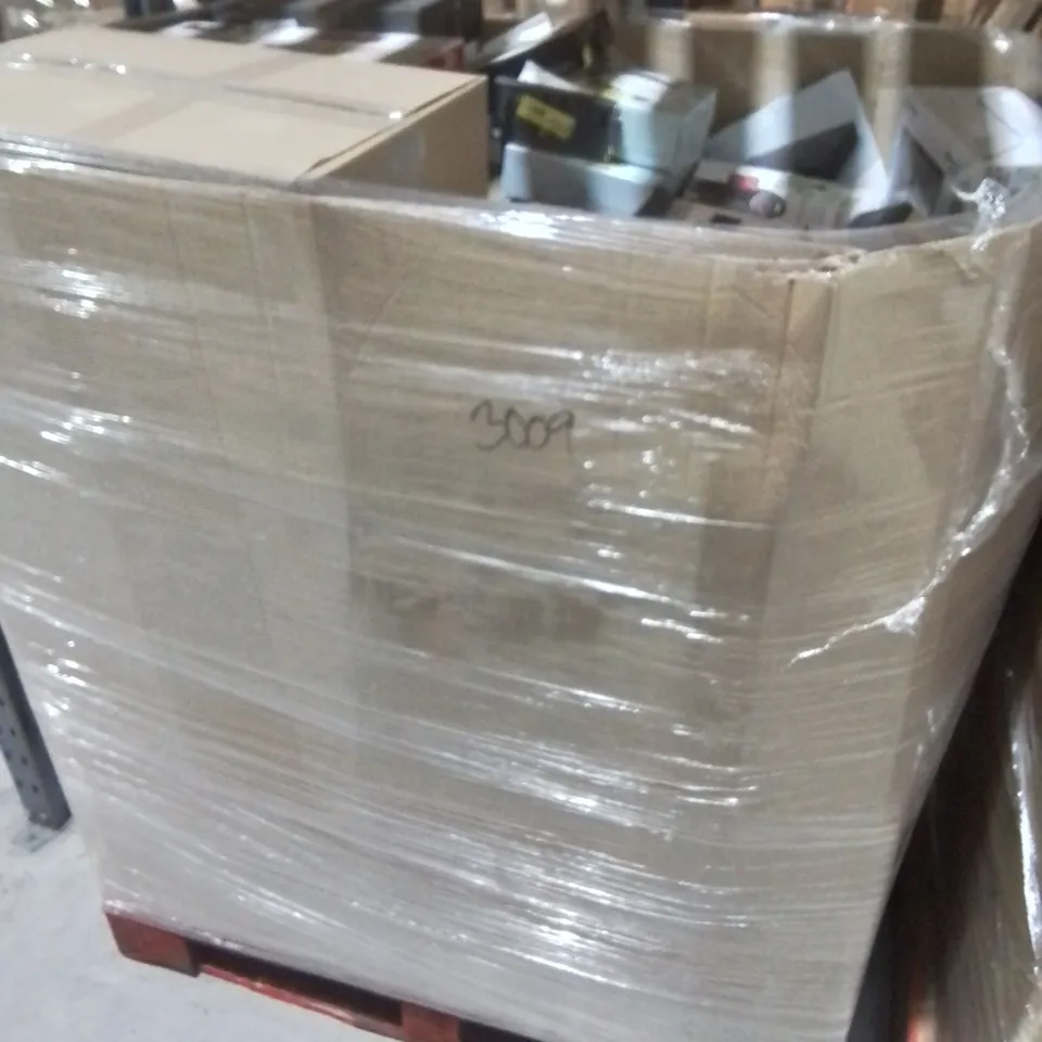 PALLET OF ASSORTED TECH ITEMS TO INCLUDE ONE FOR ALL REMOTE, BLUETOOTH BOOMBOXES, DVD PLAYERS AND GAMING SPEAKERS
