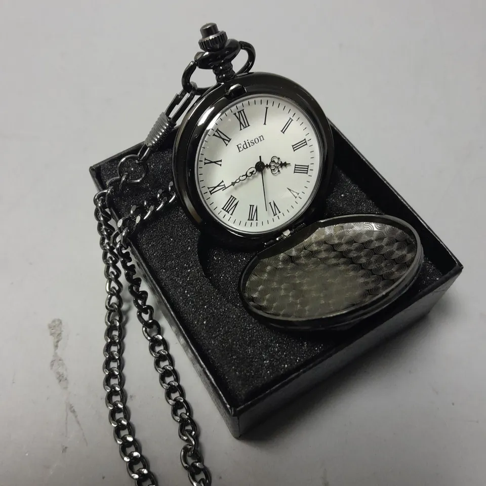 MENS EDISON POCKET WATCH WITH CHAIN – BRAND NEW IN BOX