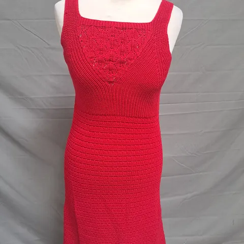 NOBODY'S CHILD MOCK CROCHET HIGH NECK MINI DRESS IN RED UK SIZE SMALL