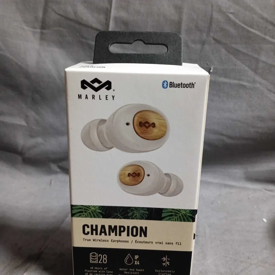 APPROXIMATELY 6 BOXED AND SEALED HOUSE OF MARLEY CHAMPION WIRELESS BLUETOOTH EARPHONES