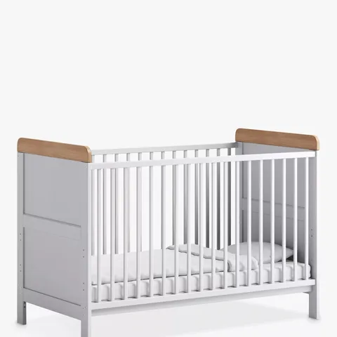 BOXED LITTLE ACORNS CLASSIC 2-TONE COT BED - WHITE/OAK (1 BOX)