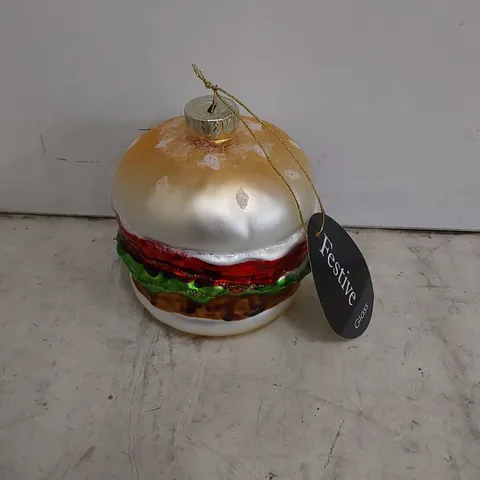 BOXED BURGER IN BUN FIGURINE CHRISTMAS ORNAMENT