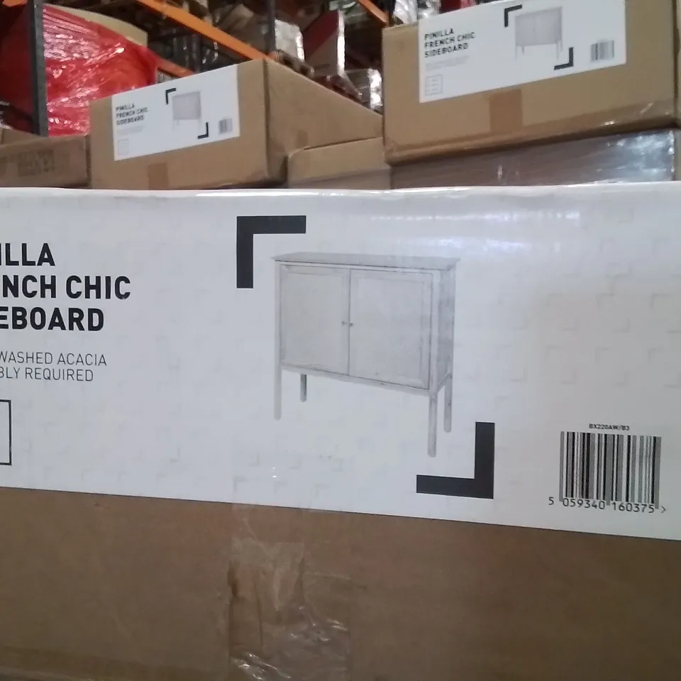 PALLET CONTAINING A LARGE QUANTITY OF BRAND NEW PINILLA FRENCH CHIC SIDEBOARDS 