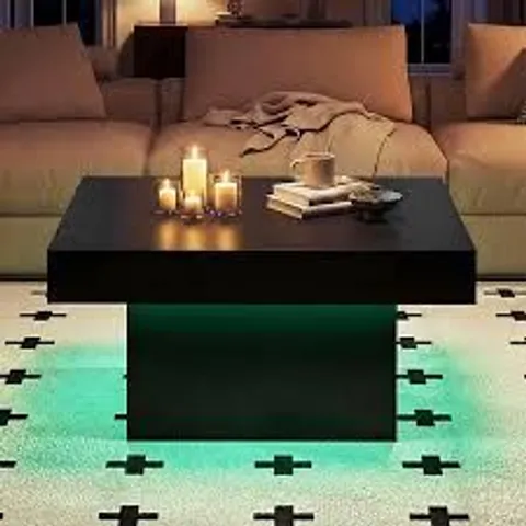 BOXED COFFEE TABLE WITH LED LIGHTS SQUARE CENTER TABLE WITH REMOTE AND 20 STATIC COLORS-COFFEE ITEM CW1068551397383 / COFFEE TABLES