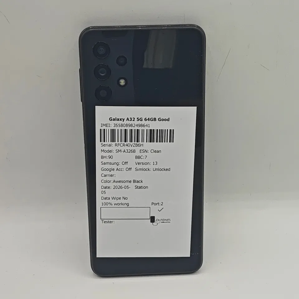 UNBOXED SAMSUNG GALAXY A32 5G 64GB IN BLACK - SM-A326B