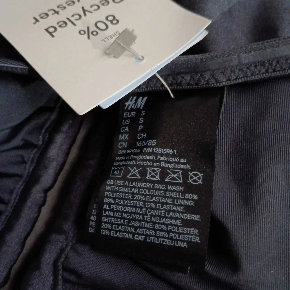H&M WOMEN'S NAVY JOGGERS – UK 12 (EU 40) – 80% RECYCLED POLYESTER SHELL, 88% RECYCLED POLYESTER LINING