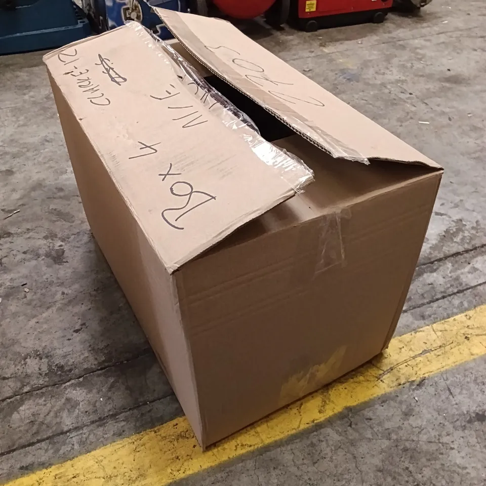 BOX OF ASSORTED PARTS AND DIY TOOLS TO INCLUDE HOT AIR GUN, RUBBER HOSING, WELDING WIRE ETC. (1 BOX)